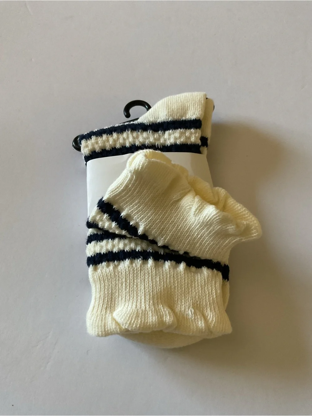 CASA CLARA WOMENS COTTON SOCKS NAVY STRIPE ON IVORY OS NWT